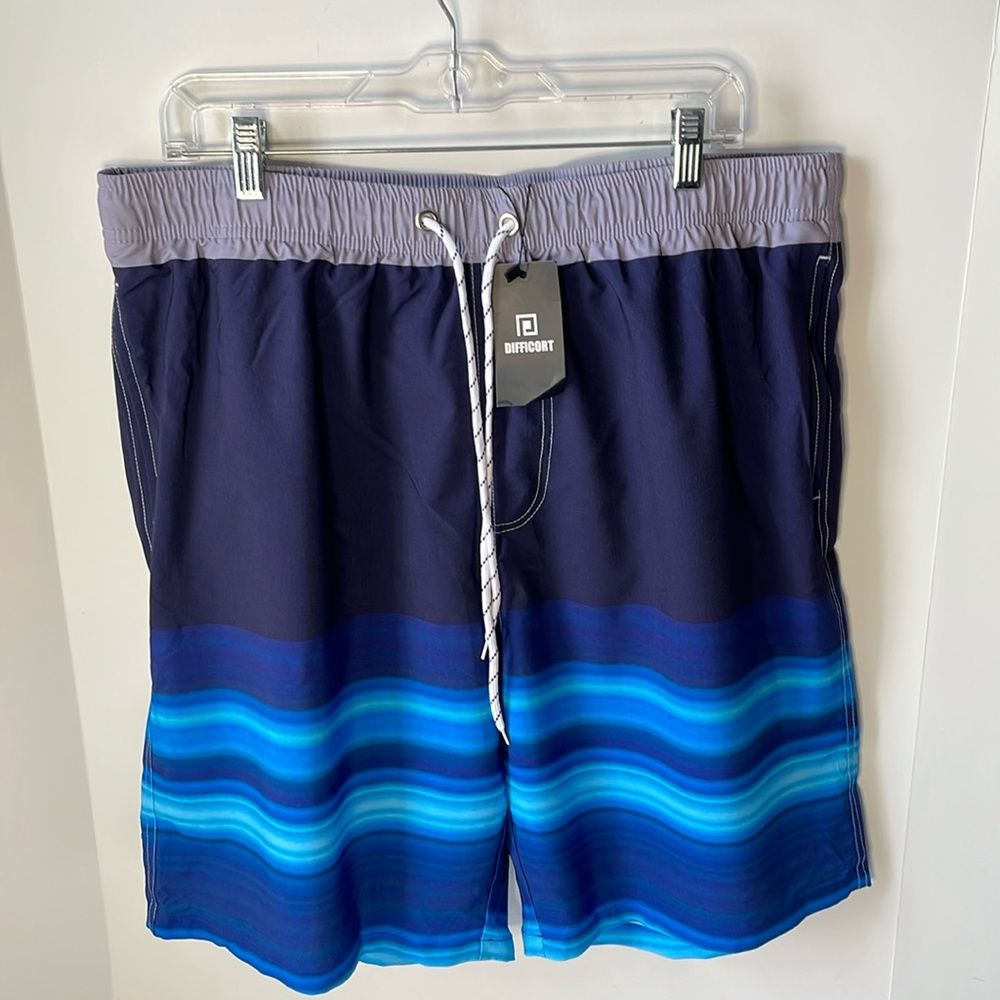 Difficort Men's  XL Swim Trunks with Compression Liner Quick Dry  NWT